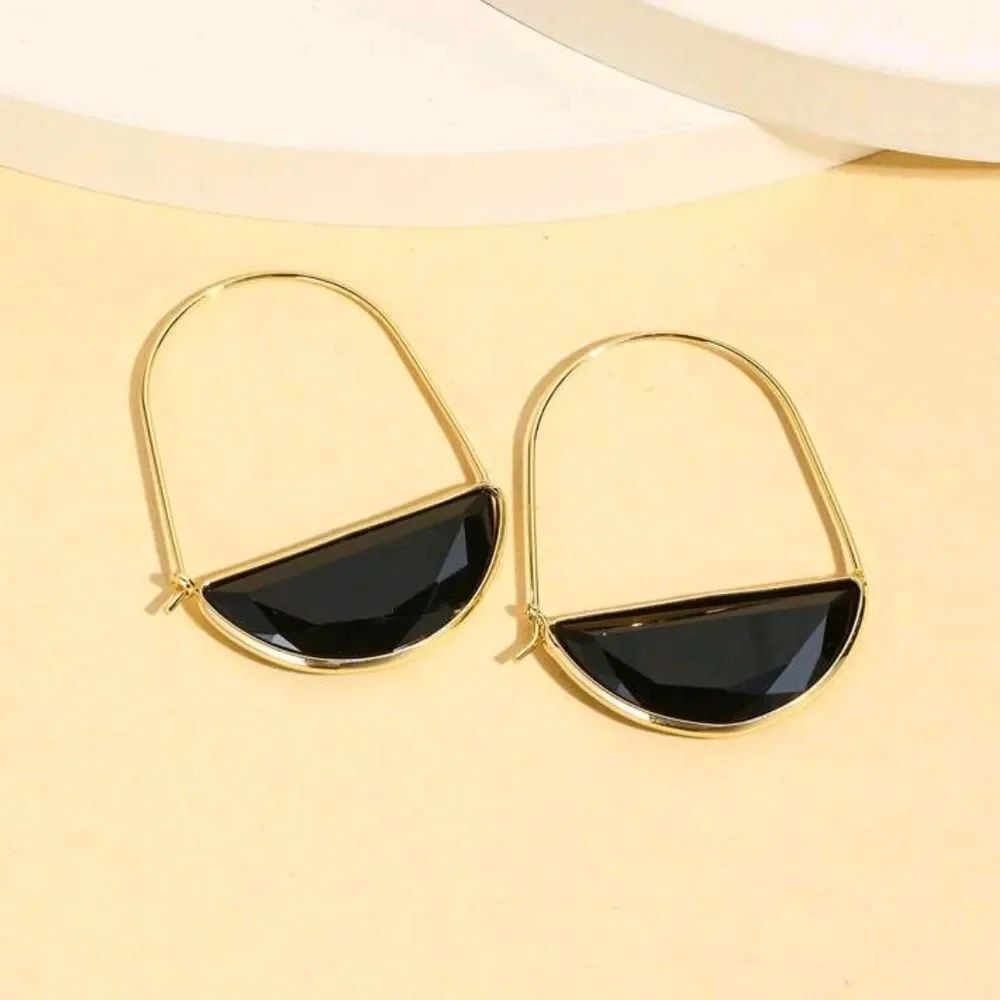 New Glass Crescent Hoop Earrings 